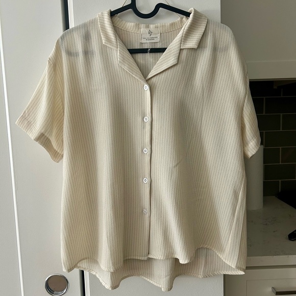YesStyle Cream Button Down Shirt - Picture 1 of 3